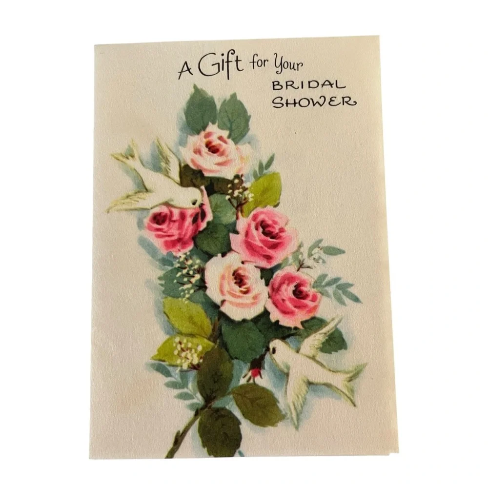 Vintage 1940s Unused Greeting Card Gift for Your Bridal Shower Floral Colorful